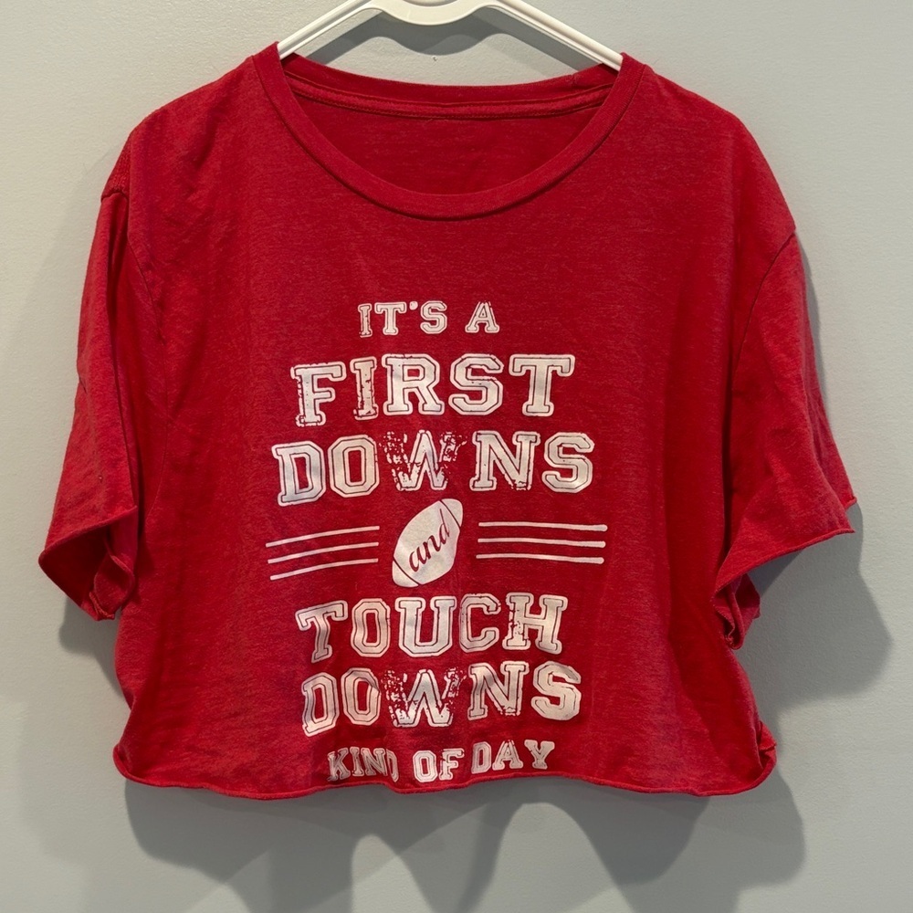 Red Graphic Tee with Football Print